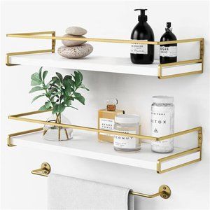 Floating Shelves Bathroom Shelves Over Toilet Set of 2, Decorative Wall Shelves